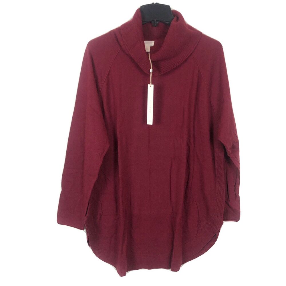 NWT Caslon Red Cordovan Turtleneck Long Sleeve Tunic Sweater Women's Size XXL